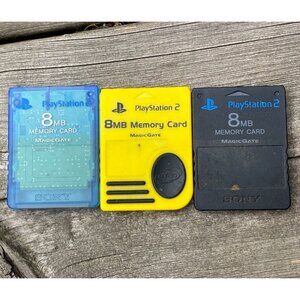 Sony Playstation 2 PS2 Official OEM MagicGate 8mb Memory Card SCPH-10020 3 Cards